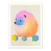 Abstract Neon Hedgehog Riso Print (8x6)