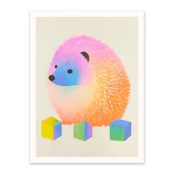 Abstract Neon Hedgehog Riso Print (8x6)