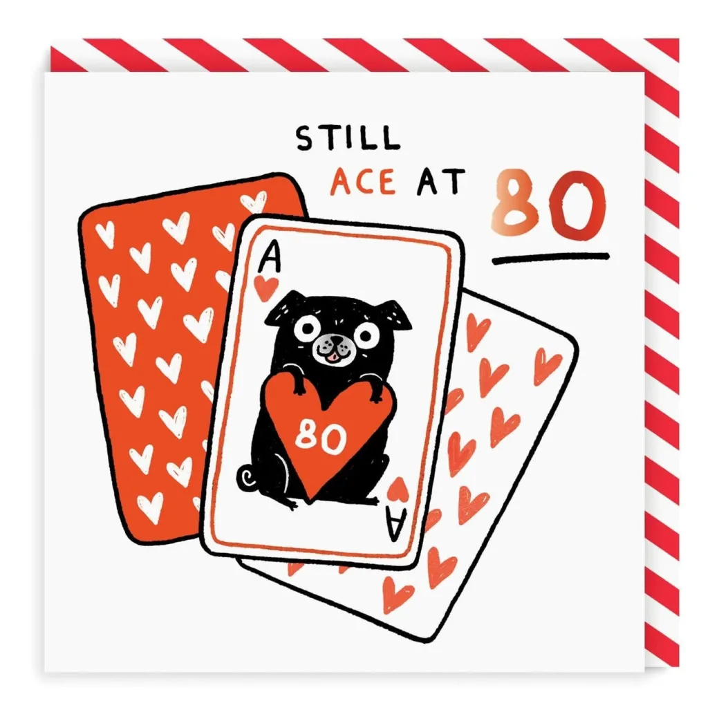 Ace At 80 Square Birthday Card | Gemma Correll | Ohh Deer