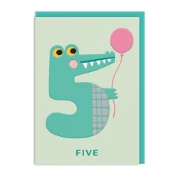 Age 5 Crocodile Birthday Card
