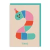 Age 2 Rainbow Worm Birthday Card