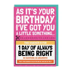 Always Right Voucher Birthday Card 🎂💌🎉 | Ohh Deer