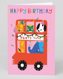 Animal Party Time Bus Birthday Card | Ohh Deer