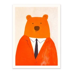 Bear in Suit Riso Print (8x6)