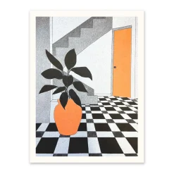 Black White & Orange Interior 2 Riso Print (8x6)