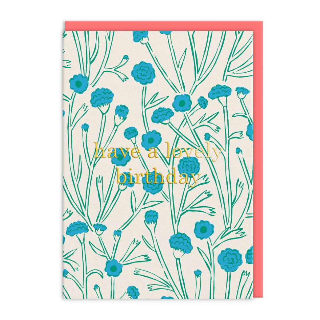 Blue Floral Have A Lovely Birthday Card - Emily Taylor | Ohh Deer