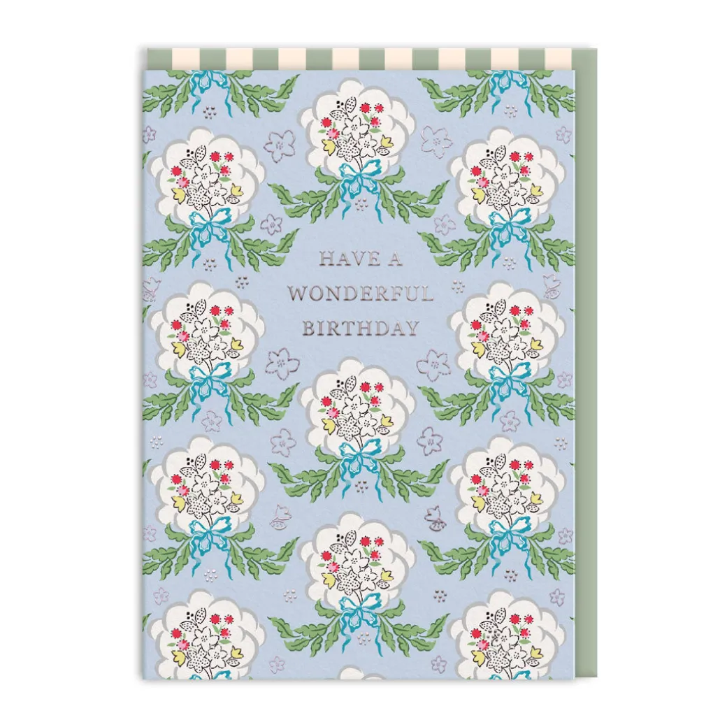 Blue Posy Wonderful Birthday Card