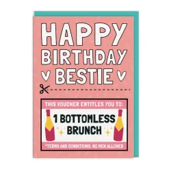 Bottomless Brunch Voucher Bestie Birthday Card 🥂 | Ohh Deer