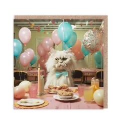 Cat At Table Birthday Card - Say Cheese | Ohh Deer