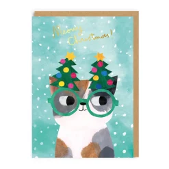 Cat In Tree Glasses Christmas Card 🐱 💌 | Ohh Deer