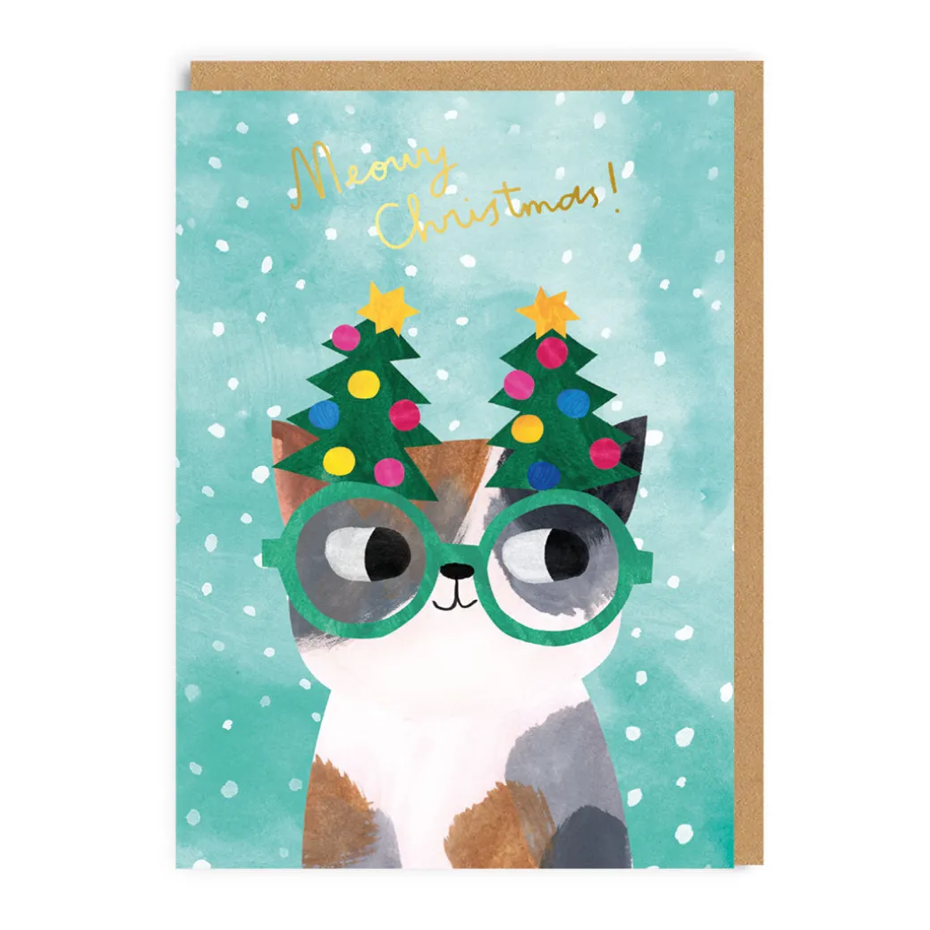Cat In Tree Glasses Christmas Card ๐ฑ ๐ | Ohh Deer