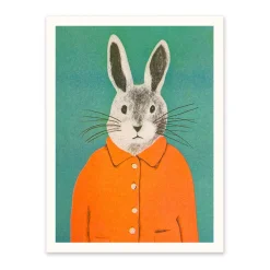 Cute Rabbit Riso Print (8x6)
