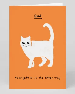 Dad Your Gift Is In The Litter Tray Greeting Card | Ohh Deer