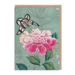 Diane Hill - Butterfly And Peony Greeting Card | Ohh Deer