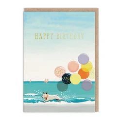 Dog And Balloons Birthday Card