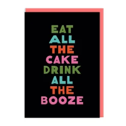 Eat Cake Drink Booze Birthday Card 🎂🥂 | Ohh Deer