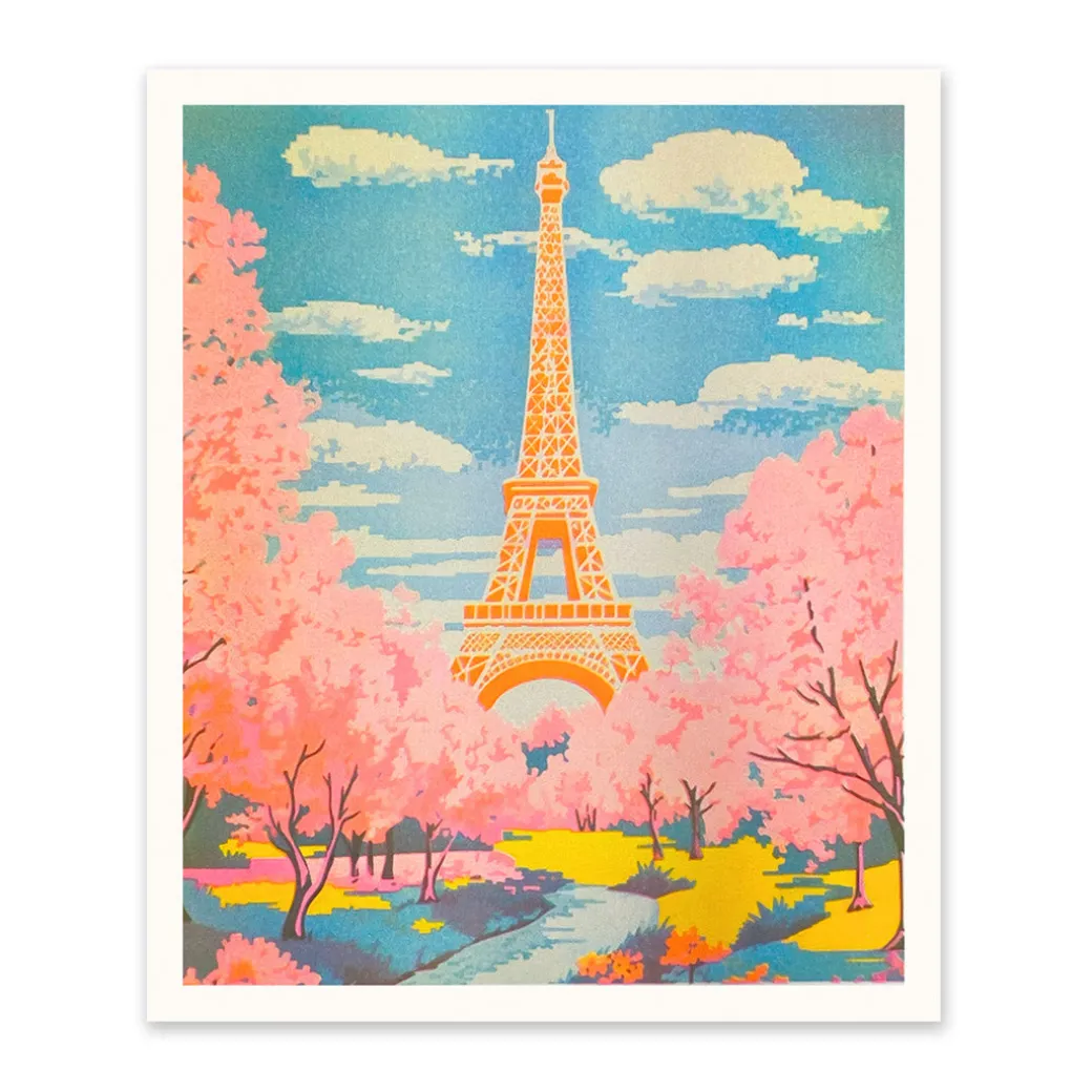 Eiffel Tower Riso Print (12x10)