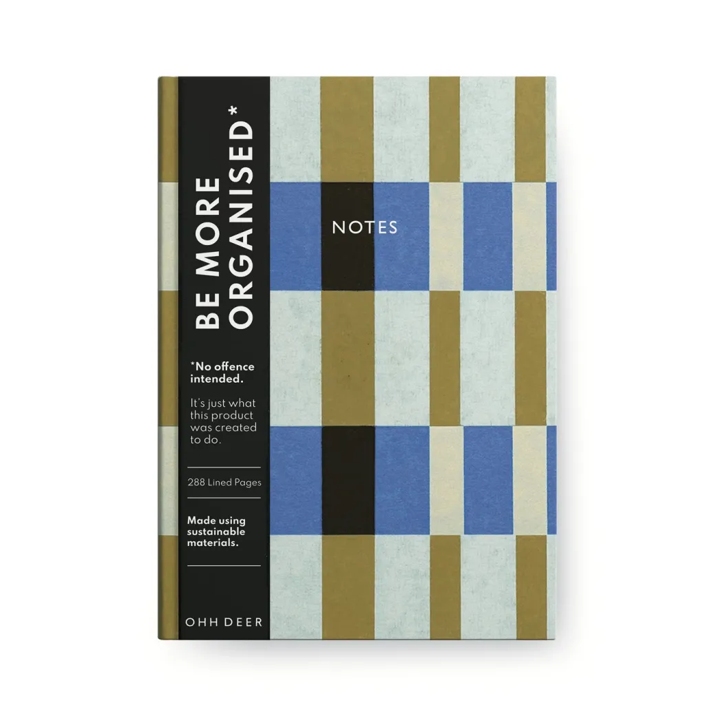 Evelina Blue & Green Stripes Linen Notebook 📓 | Ohh Deer
