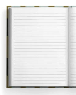 Evelina Blue & Green Stripes Linen Notebook 📓 | Ohh Deer