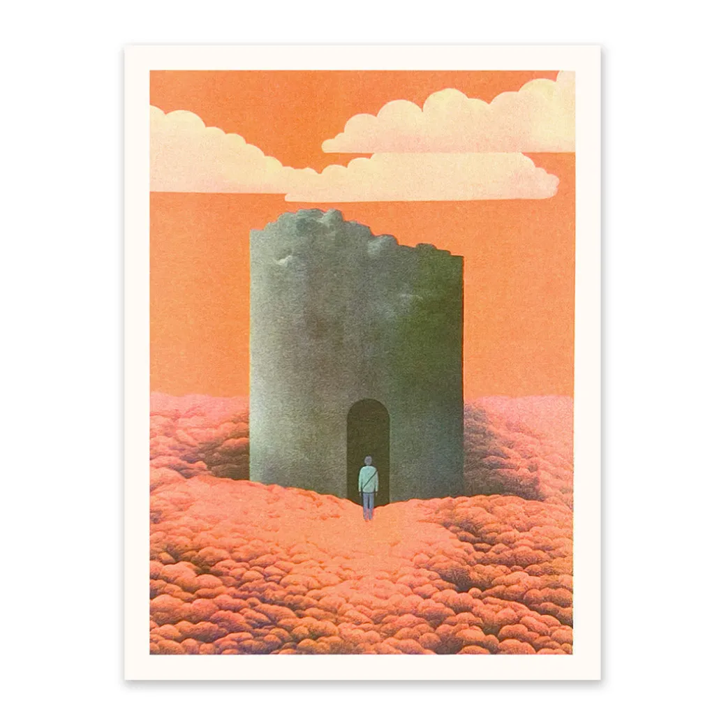 Figure and Tower Riso Print (8x6)