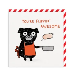 Flippin Awesome Pug Greeting Card - Gemma Correll | Ohh Deer