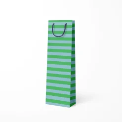 Green And Blue Stripe Bottle Bag