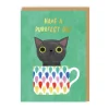 Green Teacup Cat Greeting Card | Ohh Deer