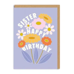 Happy Birthday Flowers Sister Greeting Card