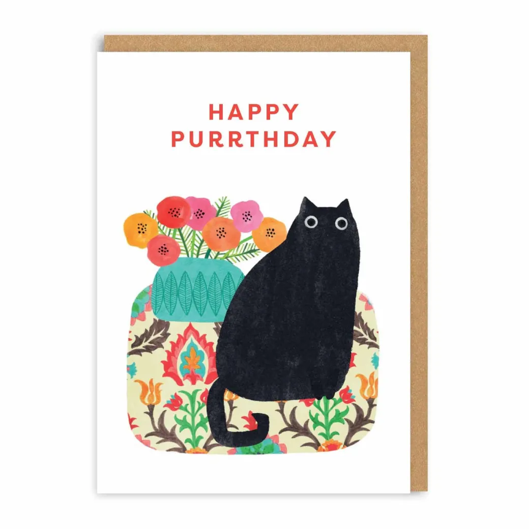 Happy Purrthday Black Cat Birthday Card | Ohh Deer