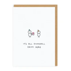 It's All Downhill From Here Funny Birthday Card | Ohh Deer