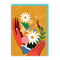 Love you Mum Flower Hands Greeting Card