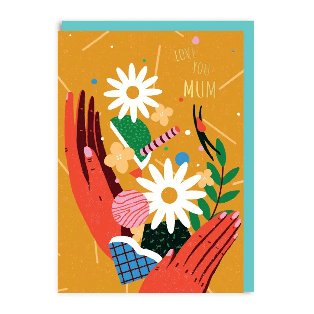 Love you Mum Flower Hands Greeting Card