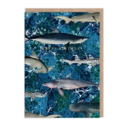 Marble Sharks Birthday Card