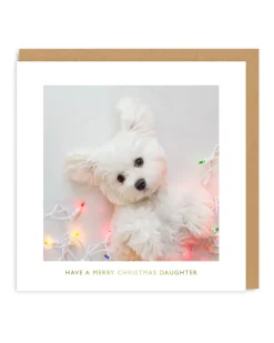 Merry Christmas Daughter Cute Puppy Christmas Card | Ohh Deer