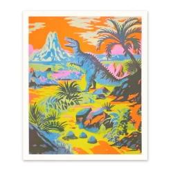 Neon Dinosaur Riso Print (12x10)