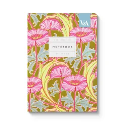 Neon Floral Pink Poppies A5 Premium Perfect Bound Notebook