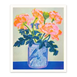 Neon Peonies Riso Print (12x10)