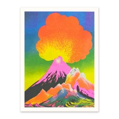Neon Volcanoes 1 Riso Print (8x6)