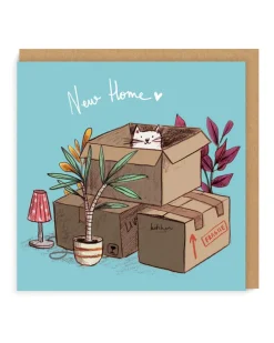 New Home Cat Boxes Greeting Card