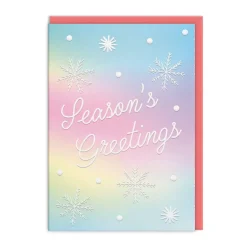 Pack of 6 Christmas Cards - Seasons Greetings Holographic