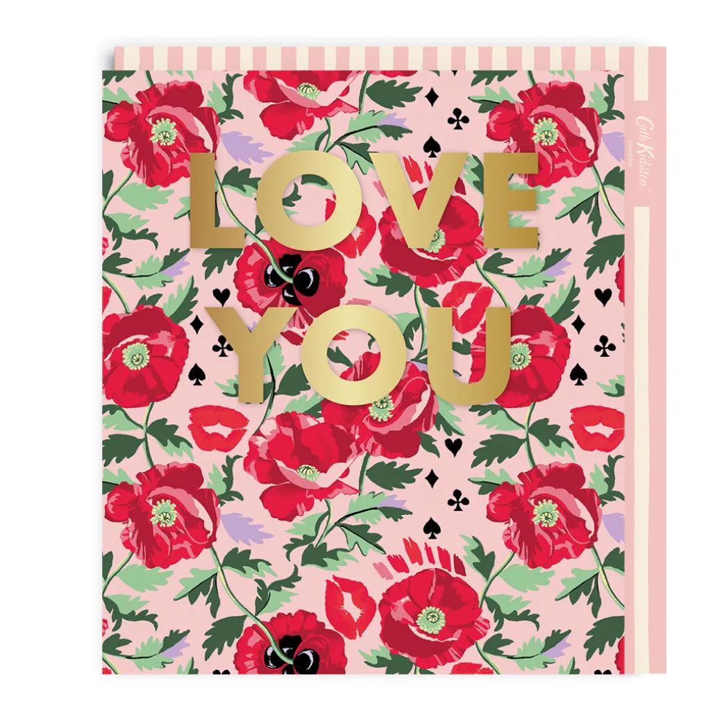 Painted Poppies Love You Valentine's Day Card | Ohh Deer