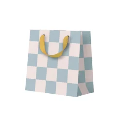 Pale Blue Checkerboard Mini Gift Bag