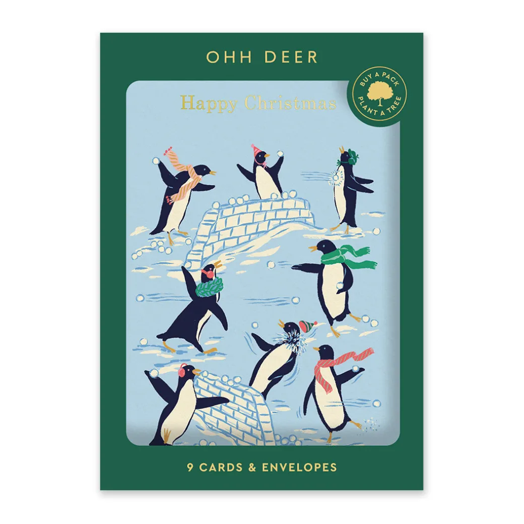 Penguin, Polar Bear, Seals Christmas Card Set (9 pack)