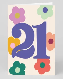Personalised Bold Floral 21st Birthday Card