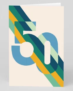 Personalised Bold Striped 50th Birthday Card