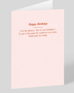 Personalised But It's My Birthday Free Pass Birthday Card | Ohh Deer
