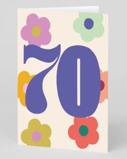 Personalised Colourful Bold Floral Numbers 70th Birthday Card | Ohh Deer