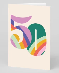 Personalised Colourful Rainbow Numbers 50th Birthday Card
