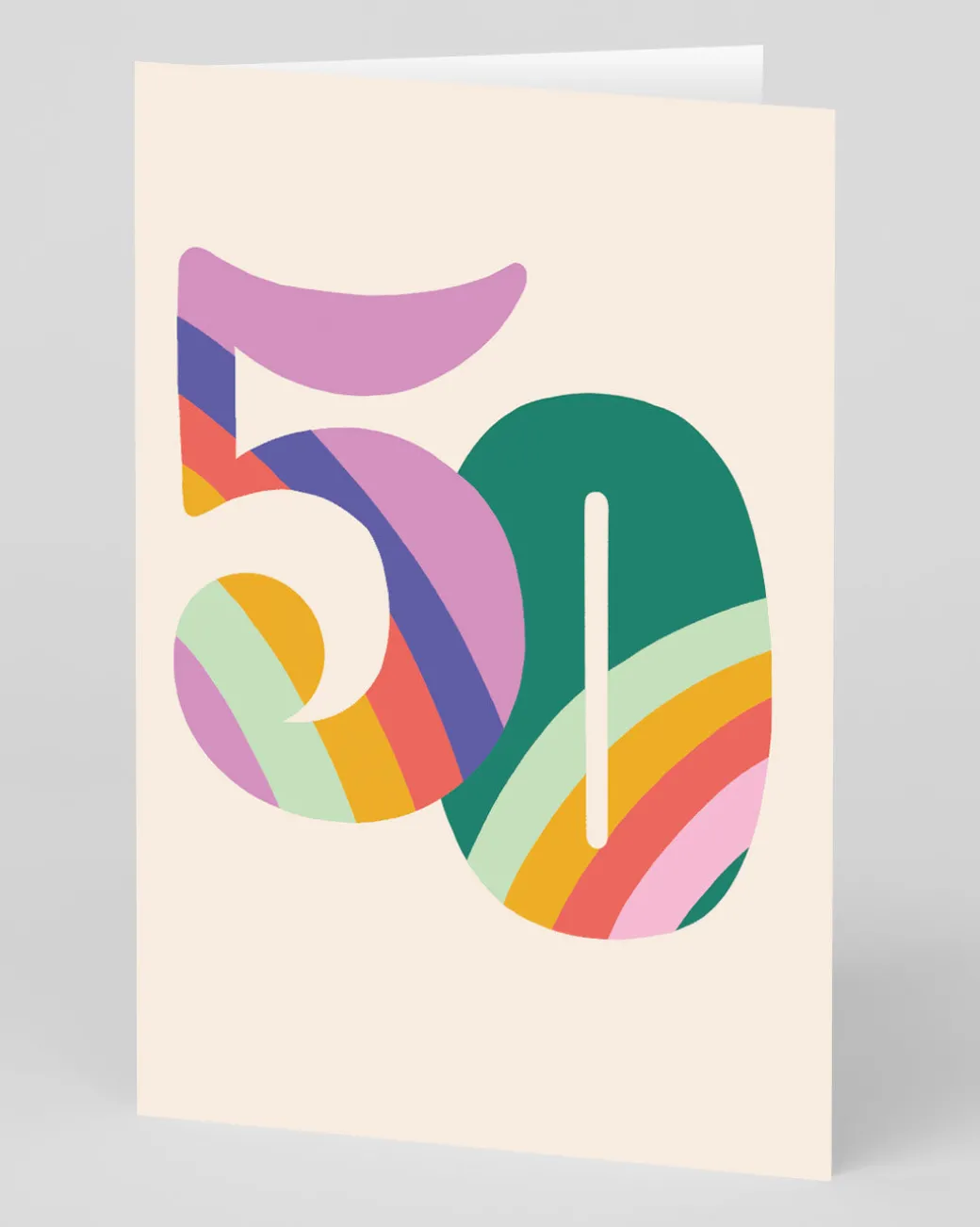 Personalised Colourful Rainbow Numbers 50th Birthday Card