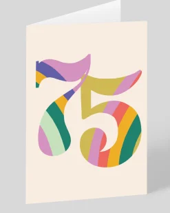 Personalised Colourful Rainbow Striped Numbers 75th Birthday Card | Ohh Deer
